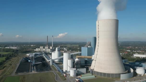 Αεροφωτογραφία Του Σταθμού Παραγωγής Ηλεκτρικής Ενέργειας Καύση Άνθρακα Block Οποίος — Αρχείο Βίντεο