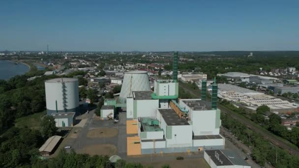 Gáztüzelésű Erőmű Hkw Iii Duisburg Hkw Iii Kombinált Villamosenergia Erőmű — Stock videók