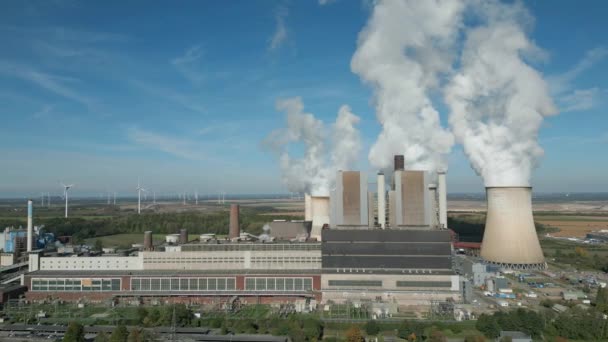 Luchtfoto Van Bruinkoolgestookte Energiecentrale Weisweiler Geëxploiteerd Door Energiebedrijf Rwe Drie — Stockvideo