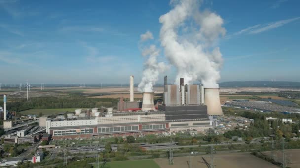 Letecký Pohled Elektrárnu Weisweiler Kterou Provozuje Energetická Společnost Rwe Tři — Stock video