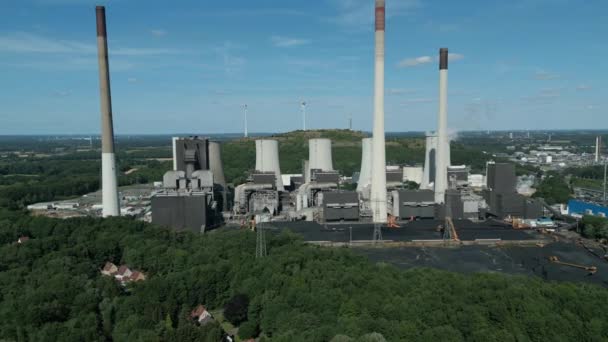 Luchtfoto Van Kolencentrale Scholven Noordrijn Westfalen Duitsland Deze Centrale Wordt — Stockvideo