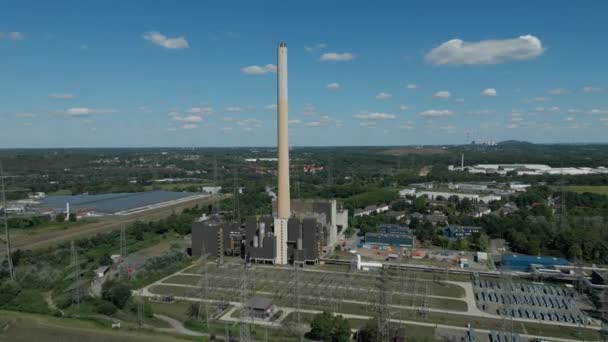 Αεροφωτογραφία Εργοστασίου Αποβλήτων Προς Ενέργεια Στην Πόλη Έσσεν Της Γερμανίας — Αρχείο Βίντεο