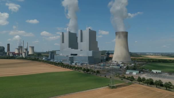 Vista Aérea Central Eléctrica Lignite Neurath Renânia Norte Vestefália Alemanha — Vídeo de Stock