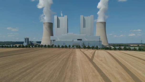 Luchtfoto Van Bruinkoolcentrale Neurath Noordrijn Westfalen Duitsland Twee Units Worden — Stockvideo