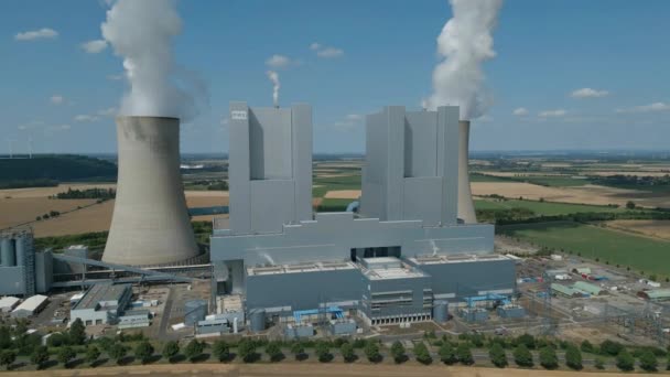 Letecký Pohled Elektrárnu Neurath Severním Porýní Vestfálsku Německo Provozováno Energetickou — Stock video