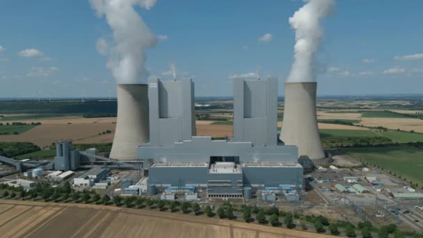 Вид Воздуха Электростанцию Neurath Работающую Лигните Северном Рейне Вестфалии Германия — стоковое видео