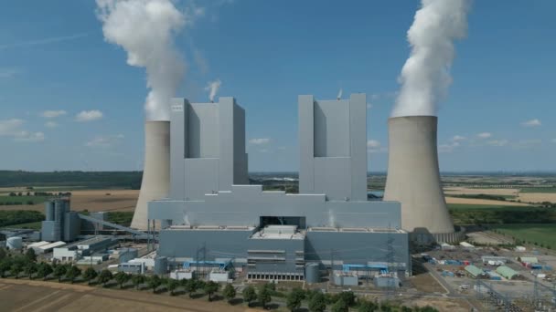 Vista Aérea Central Eléctrica Lignite Neurath Renânia Norte Vestefália Alemanha — Vídeo de Stock