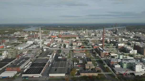 Den Kemiska Komplexet Chempark Staden Dormagen Nordrhein Westfalen Upptar Yta — Stockvideo