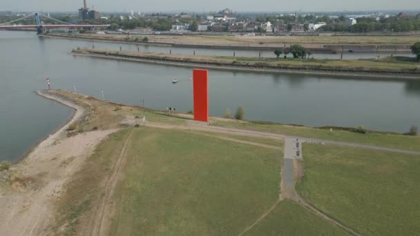 Rheinorange Steel Sculpture Erected 1992 Duisburg Mouth Ruhr Rhine River — Stock Video