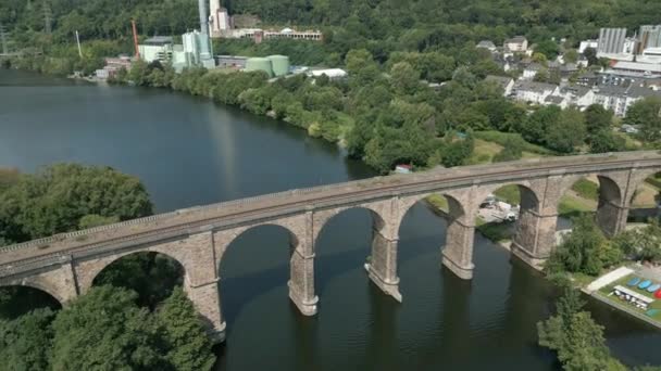 Viaducto Del Ruhr Entre Las Ciudades Herdecke Hagen Cruza Río — Vídeos de Stock