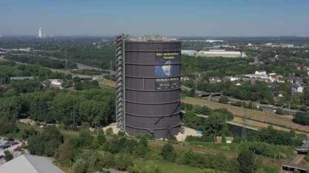 Gasometer Oberhausen Hito Industrial Cultural Municipal Con Una Altitud 117 — Vídeo de stock