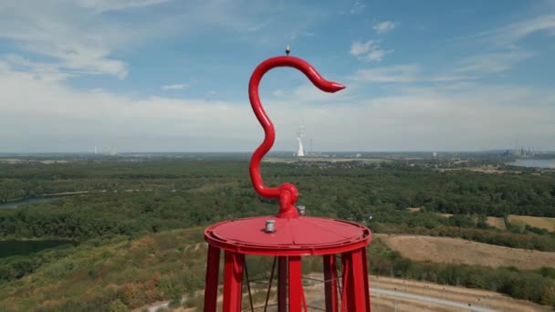 Escultura Punto Referencia Rheinpreussen Ciudad Moers Una Torre Treinta Metros — Vídeo de stock