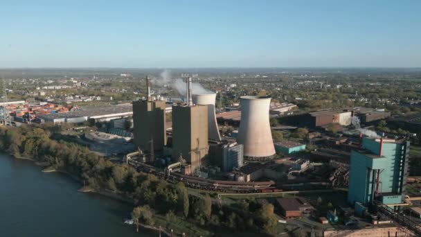 Gas Fired Power Plant Duisburg Consisting Units 320 Megawatts Electrical — Stock Video