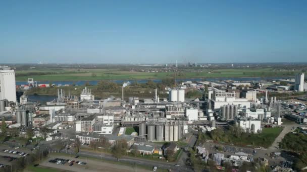 Továrna Kukuřičný Škrob Přístavu Řece Rýně Severním Porýní Vestfálsku — Stock video