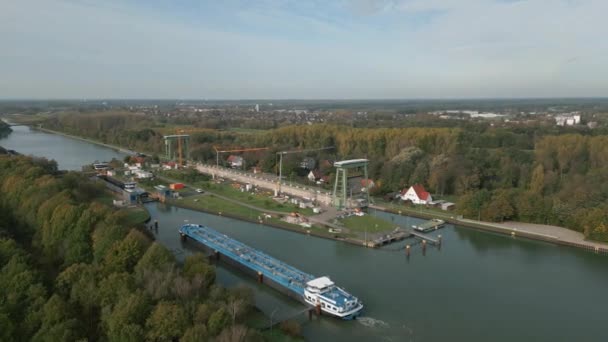 Canal Bloquea Dorsten Renania Del Norte Westfalia Largo Del Canal — Vídeos de Stock