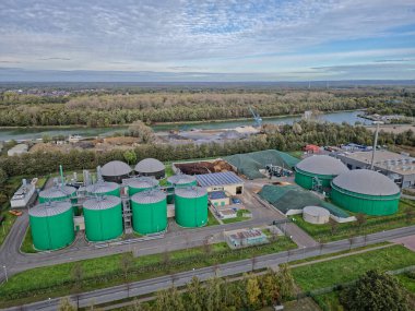 Biogas plant in Dorsten, North Rhine-Westphalia. The plant processes around 300 tons of slurry, manure and renewable raw materials every day. clipart