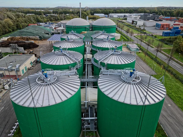 Stock image Biogas plant in Dorsten, North Rhine-Westphalia. The plant processes around 300 tons of slurry, manure and renewable raw materials every day.