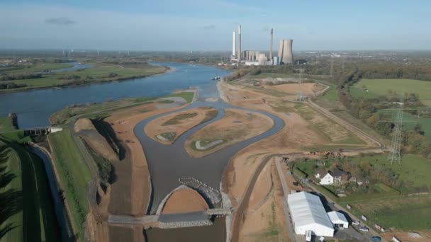 Відновлення Річки Емшер Продовжується Відкриттям Нового Естуарію Річку Рейн Теемшер — стокове відео