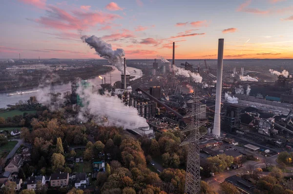 Metallurgical Plant North Rhine Westphalia Dawn Addition Steel Mill Operates — Stock Photo, Image