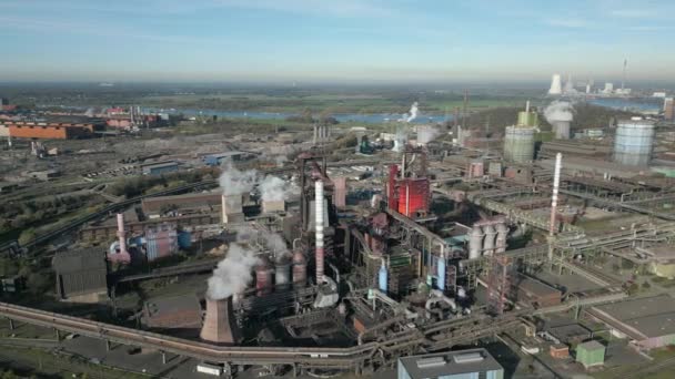 Dua Tanur Pabrik Baja Rhine Westphalia Utara Jerman — Stok Video