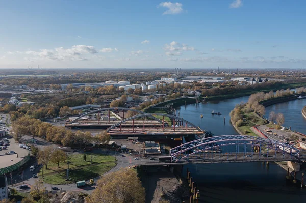 stock image New construction of a road bridge over a canal in North Rhine-Westphalia.