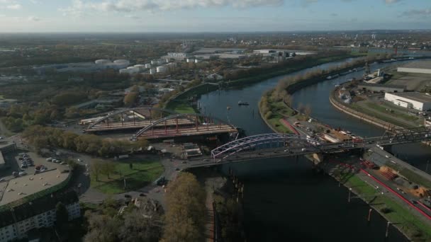 Новое Строительство Автомобильного Моста Через Канал Северном Рейне Вестфалии Straenbrhells — стоковое видео