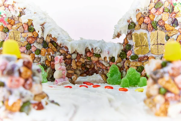 Snowy Gingerbread Home Made Candy Icing Royalty Free Stock Images