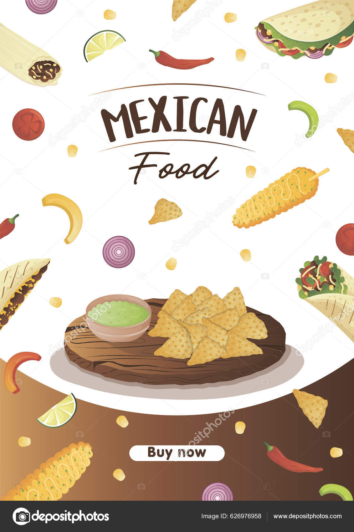 Mexican Food Flyer Tacos Burritos Tamales Quesadilla Empanadas Elotes