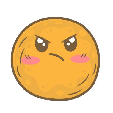 Beyaz arka planda izole edilmiş kawaii çizgi filmi Meksika sopaipillas kabak böreği.