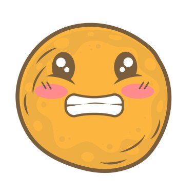 Beyaz arka planda izole edilmiş kawaii çizgi filmi Meksika sopaipillas kabak böreği.