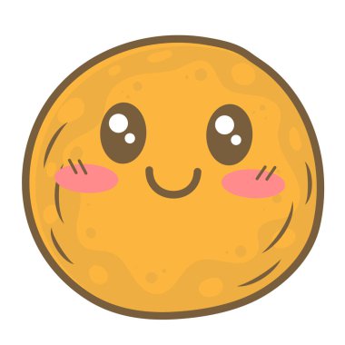 Beyaz arka planda izole edilmiş kawaii çizgi filmi Meksika sopaipillas kabak böreği.