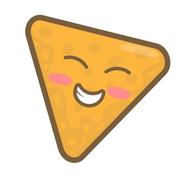 Beyaz arka planda izole edilmiş Kawaii çizgi filmi Meksika cipsleri.