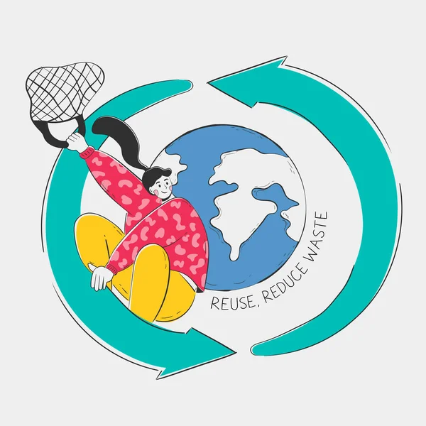 Daha Iyi Bir Gezegene Gidiyoruz Kadın Geri Dönüşüm Logosu Nda — Stok Vektör
