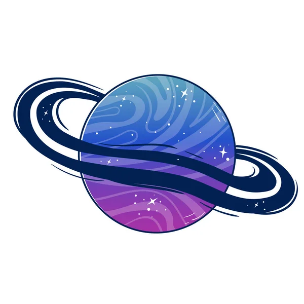 Fantasia Pianeta Alieno Luna Satellite Magico Mondo Fantasia Gradiente Colore — Vettoriale Stock