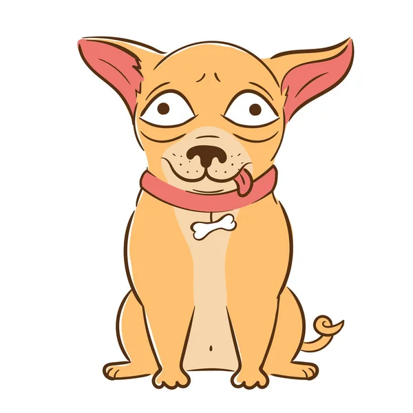 Çizgi Filmlerdeki Köpek Cinsi Safkan Küçük Chihuahua Düz Stil Bakımlı — Stok Vektör