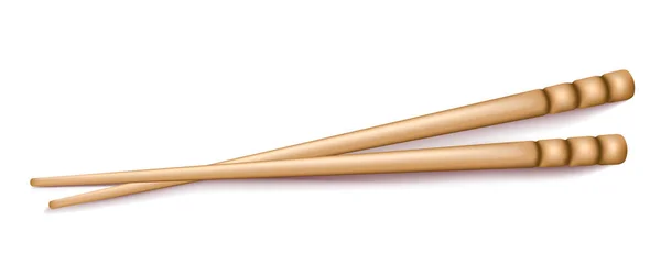Realistic Bamboo Sticks Sushi Traditional Asian Cutlery Hashi Closeup Isolated — Stock Vector