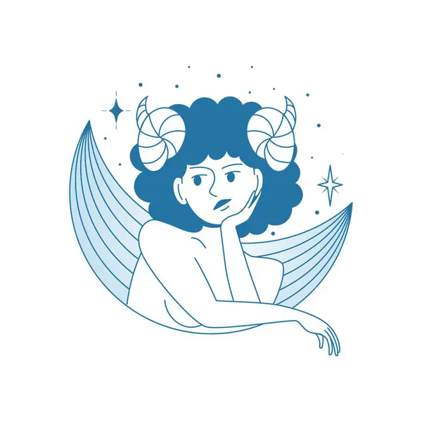 Bélier Minimaliste Moderne Signe Zodiaque Féminin Astrologie Personnage Mystique Vecteur Vecteur En Vente