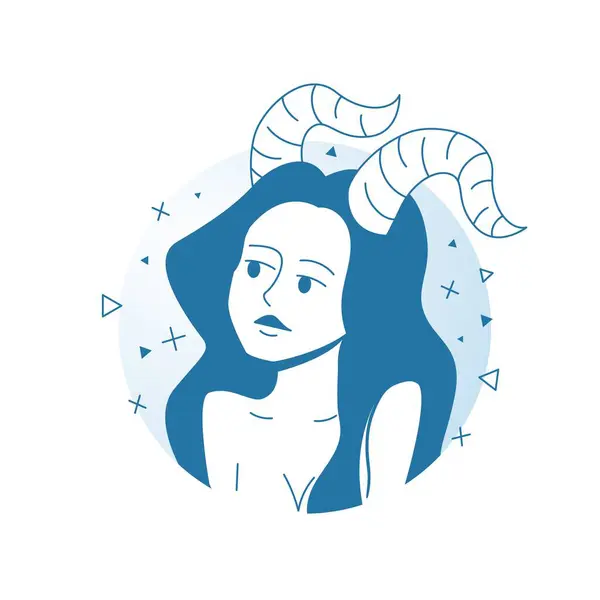 Minimaliste Moderne Signe Zodiaque Féminin Capricorne Astrologie Personnage Mystique Vecteur Illustration De Stock