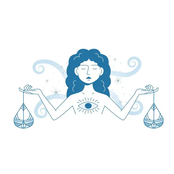Minimaliste Moderne Signe Zodiaque Féminin Balance Astrologie Personnage Mystique Vecteur Vecteur En Vente