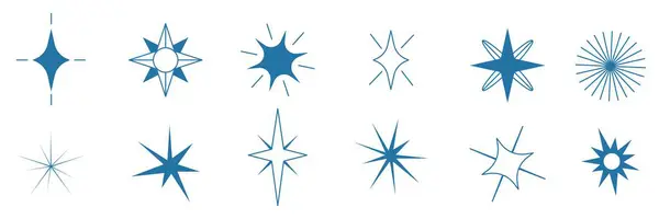 Astrologische Reihe Verschiedener Sterne Spirituelle Okkulte Objekte Modischer Moderner Stil lizenzfreie Stockvektoren