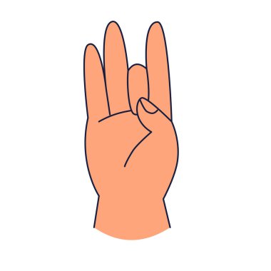 Basit Shuni Mudra el hareketi, beyaz arkaplanda izole edilmiş karikatür tarzında el yazısı için Sanskritçe bir kelime.