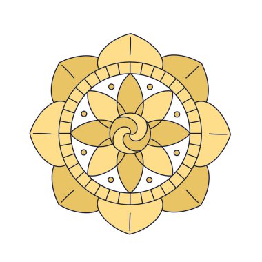 Samsara hayat çarkı beyaz arka planda izole edilmiş Budizm 'in altı nilüfer yaprağı sembolü. Dharma Çarkı Yaşam ve Ölüm Döngüsü kavramı