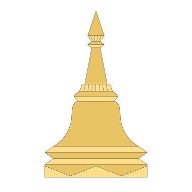 Altın sarısı stupa Budist mimari heykel dini yapı modern düz tasarım tarzı tek izole görüntü