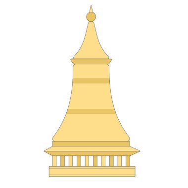 Altın sarısı stupa Budist mimari heykel dini yapı modern düz tasarım tarzı tek izole görüntü