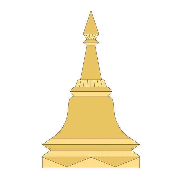 stock vector Golden yellow stupa Buddhist architectural sculptural religious building modern flat design style single isolated image