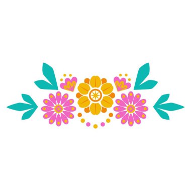 Çerçeve çizgisinin geometrik renk ve yapraklarla olan botanik sınırı. Folklorik İskandinav dürtü çelengi