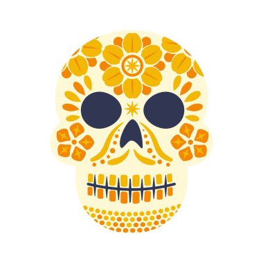 Dia de los Muertos için Meksika şeker kafatası. Geleneksel ölü nesnenin Meksika bayramı