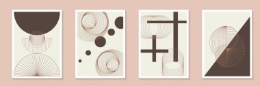 Orta yüzyıl modern minimal element orta yüzyıl poster arka plan vektörü seti. Pantone Yılın Rengi Mocha Mousse Minimalist Geometrik stil kapak şablonu Estetik Çağdaş Çizgi Çizgisi Sanatı ile. Baskı, kapak ve duvar kağıtları için mükemmel tasarım