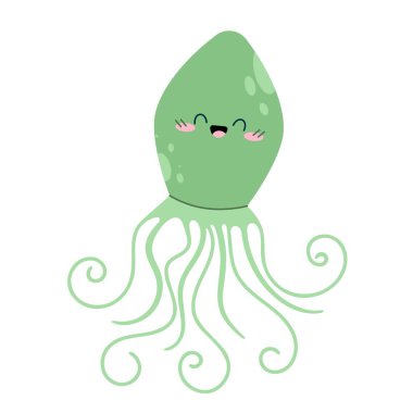 El yapımı deniz hayvanı yeşil mürekkep balığı.