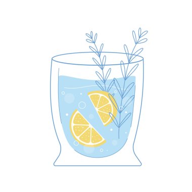 Limonlu su bardağı ve dokulu nane aromalı taslak. Serinletici içecek.